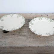 Cake dish on foot, old compotier by the Sarreguemines factory, France