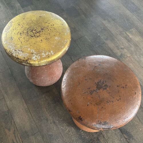 Deux tabourets en métal from Jaipur