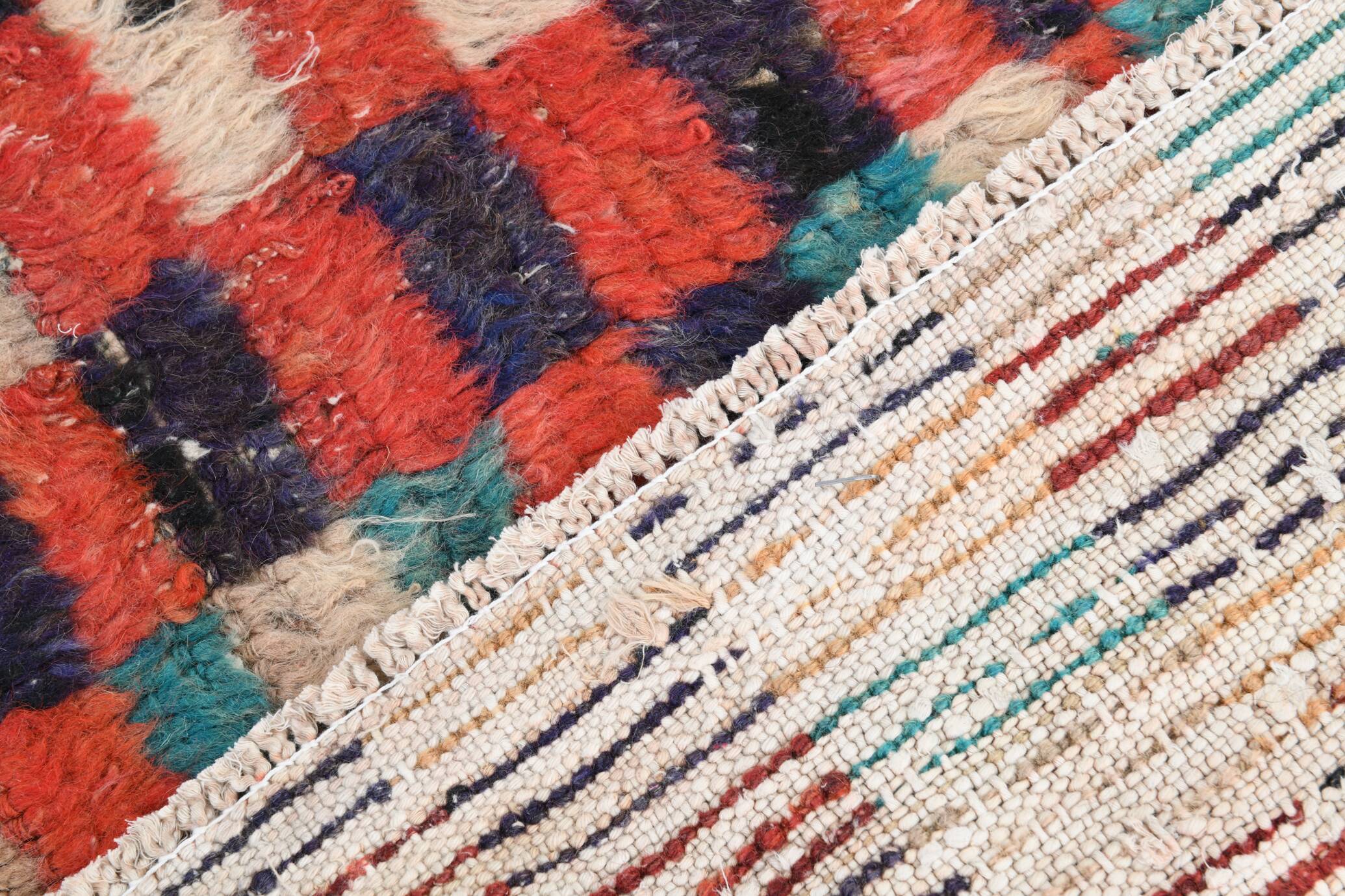 5x6 Multicolor Checkered Pattern Turkish Vintage Rug, 151x172Cm