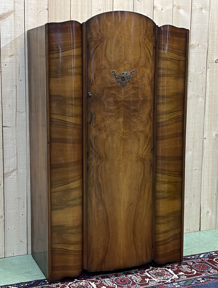 Wardrobe English art deco wardrobe in walnut magnifying glass