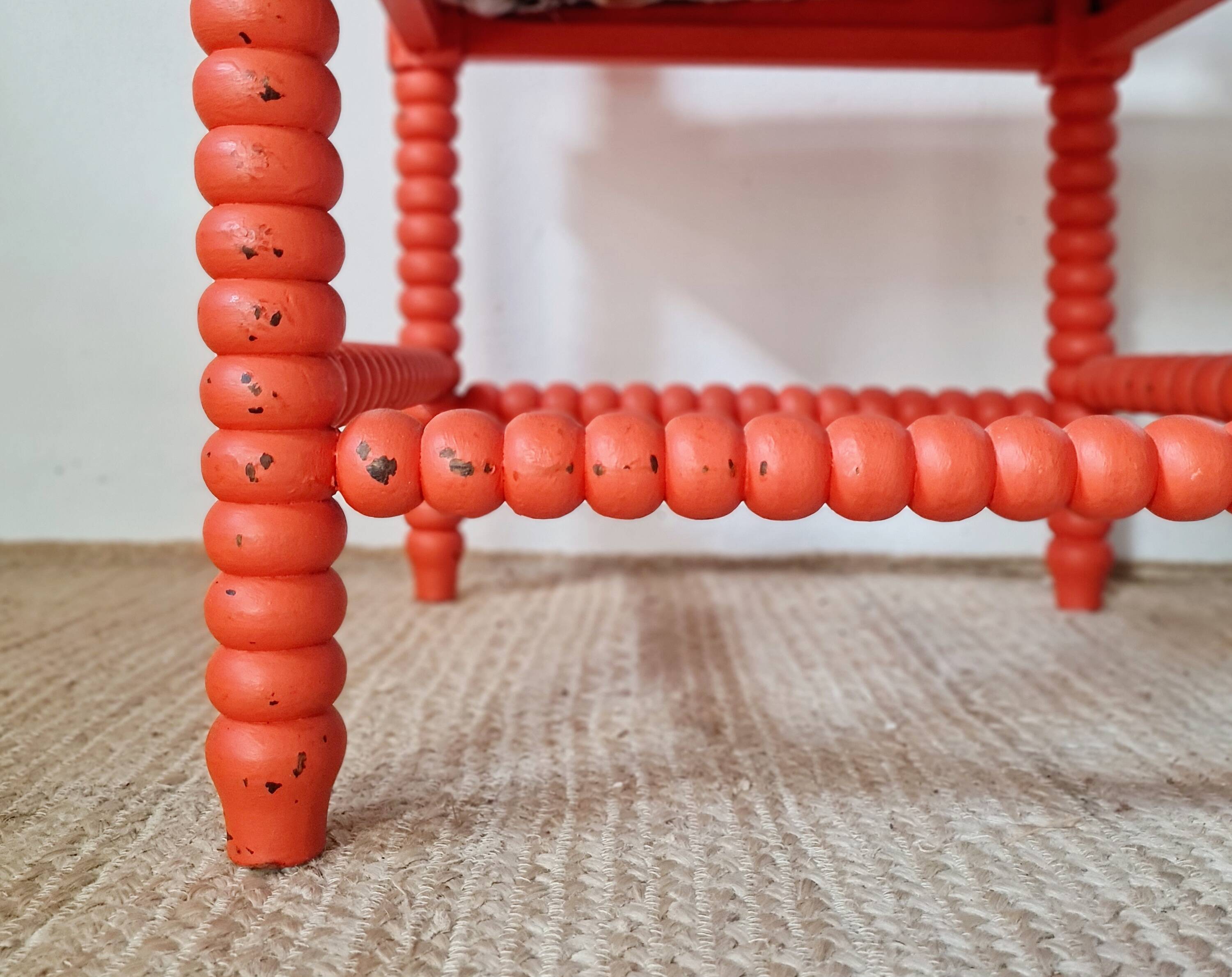 Chaise d'angle "Bobbin" revisitée – Orange Vitaminé & Floral Arty