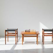 Teak Stools with Black Leather Tops by Spøttrup Møbelfabrik, 1960s, Set of 2