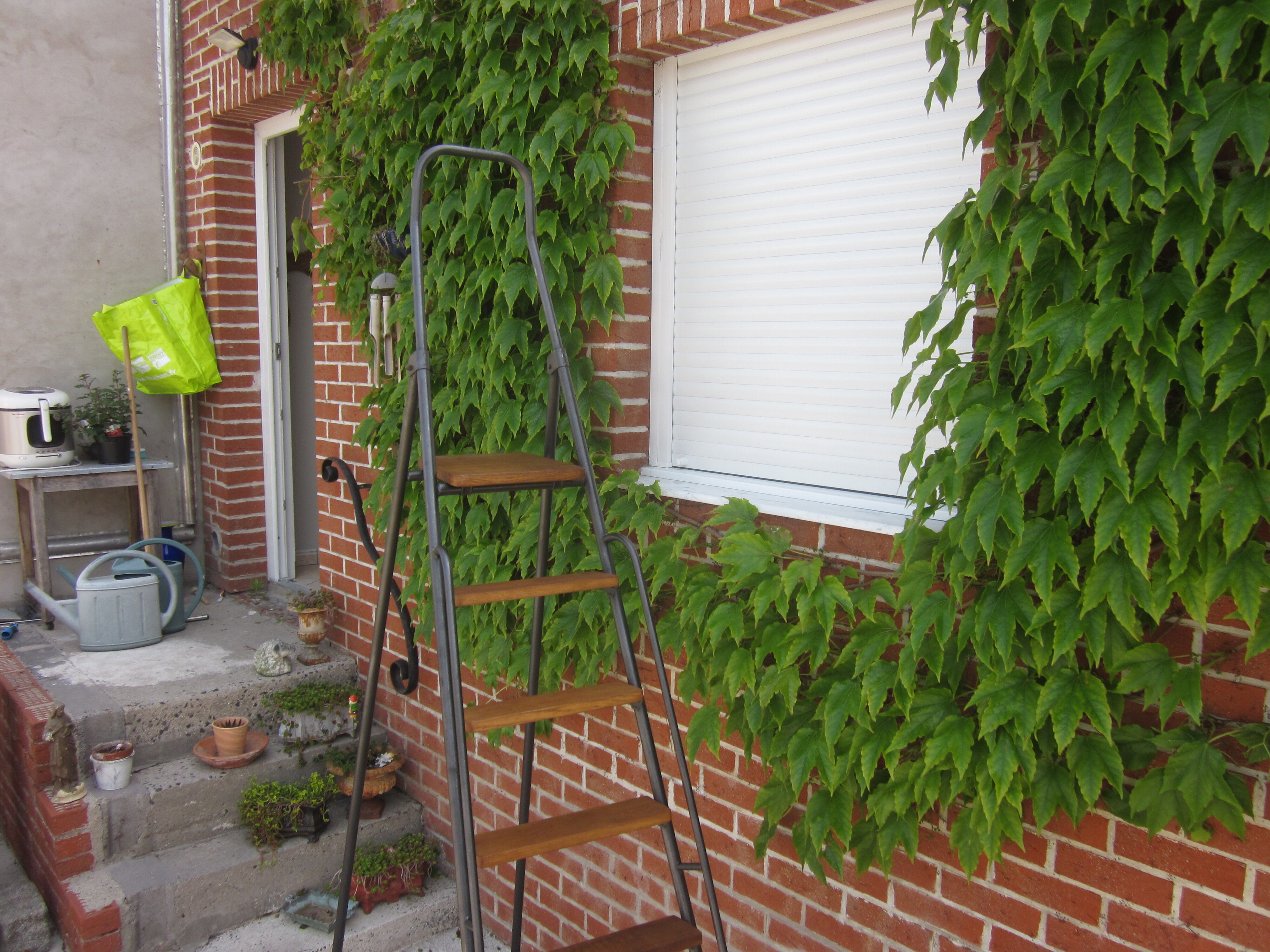 Old stepladder in metal and wood
