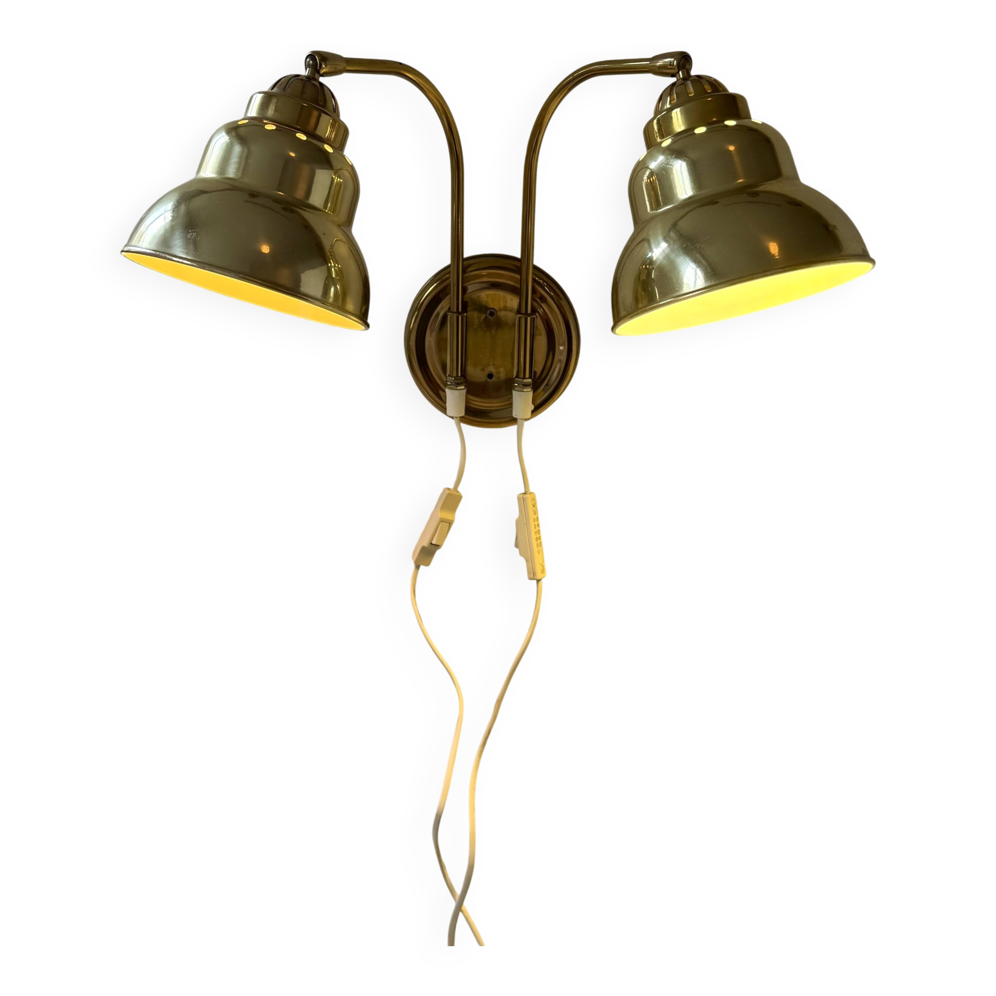 Vintage double brass wall light, Sweden, 1970.