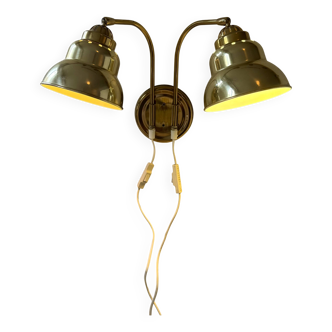 Vintage double brass wall light, Sweden, 1970.