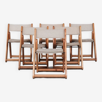Chaises de salle à manger pliantes du milieu du siècle en pin Kon-Tiki par Gillis Lundgren