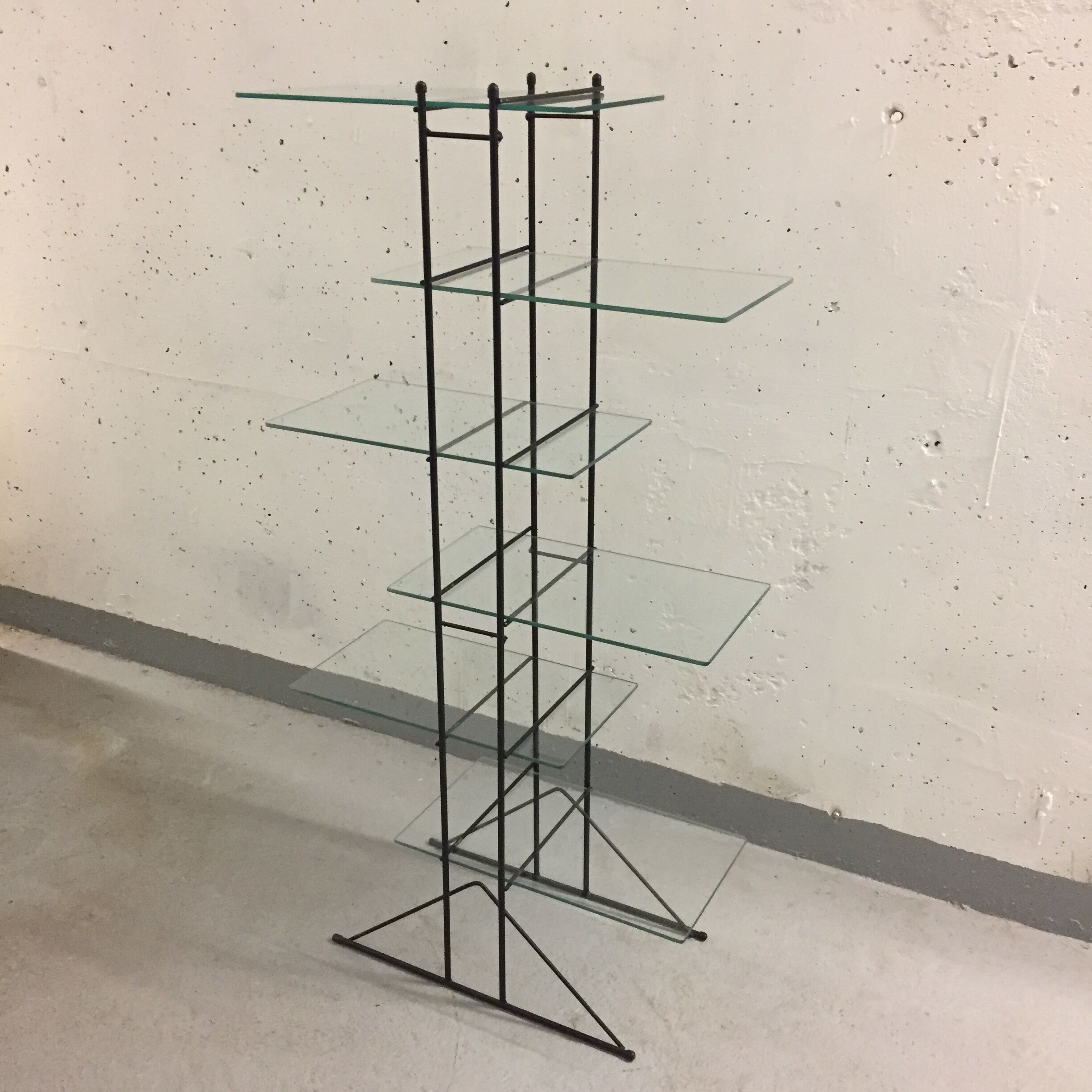 Pair of glass and metal shelves 1970