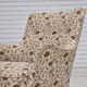 Fauteuil danois des années 1970, tissu jacquard, pieds en bois d'orme.