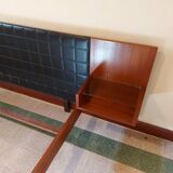 Scandinavian bed in rosewood with built-in bedside