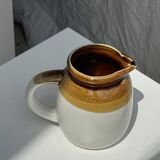 Small two-tone white and brown pitcher Made in China