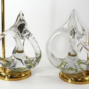 Vintage french crystal and brass lamps