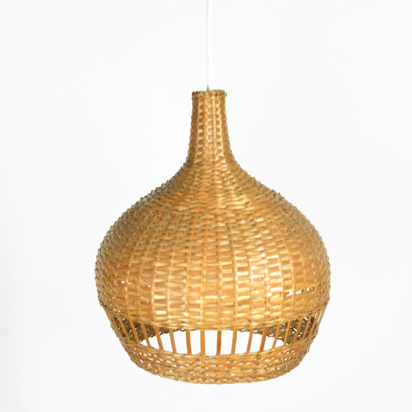 Suspension scandinave des années 1960 avec abat-jour en osier, Danemark
