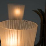 Lustre en laiton et verre de style Lyfa, Danemark, années 1970