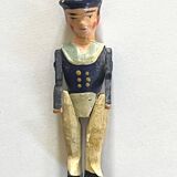 Painted wooden character, French brand Radiguet, vintage toy.