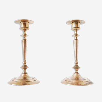 Pair of vintage brass candle holders