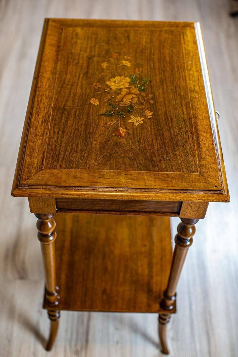 Antique Sewing Table with Inlaid Top, 1890s