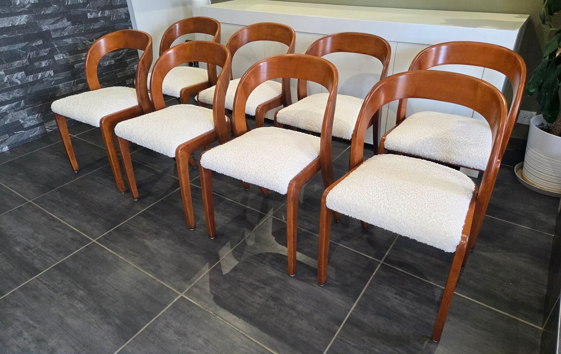 Set of 8 vintage Baumann Gondole chairs, 1960s.