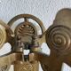 Art Nouveau style brass double piano wall lamp