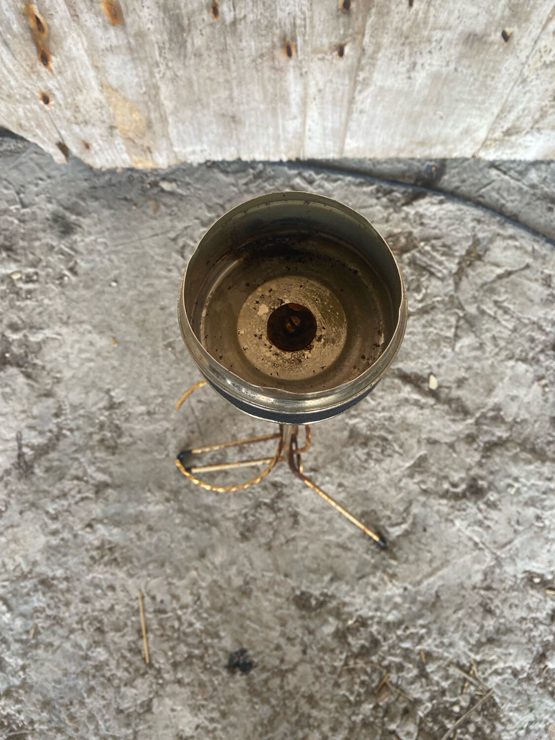Vintage Golden Metal Stand Ashtray + Magazine Holder France