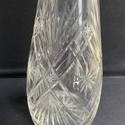 Blown crystal decanter, cut and silver collar