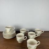 Set of 6 vintage cups + saucers, flower pattern, Germany