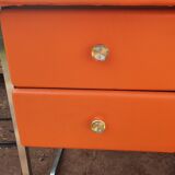 Desk set and vintage chair 70 skai and chrome