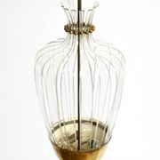 Mid-Century Pendant Lamp by Vereinigte Werkstätten, in Brass and Plexiglass