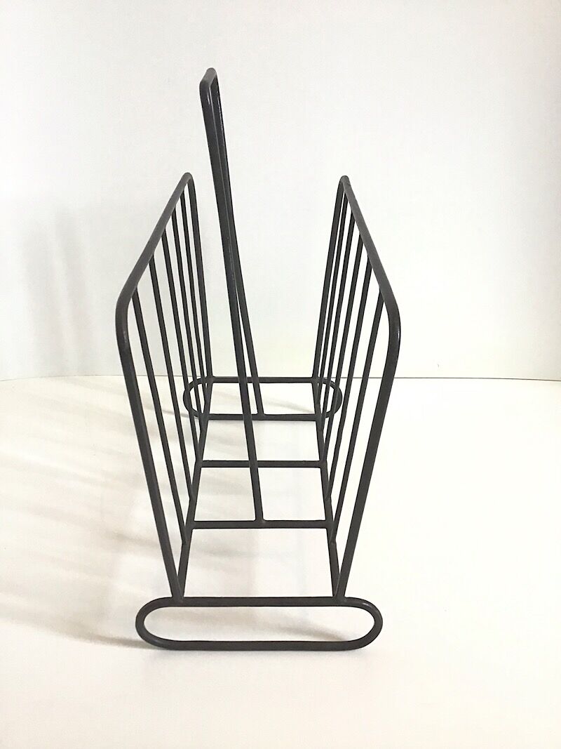 Vintage metal magazine holder, modernist style
