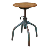 Industrial metal and wood factory stool