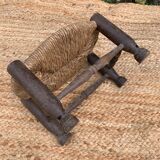 Wooden and straw stool