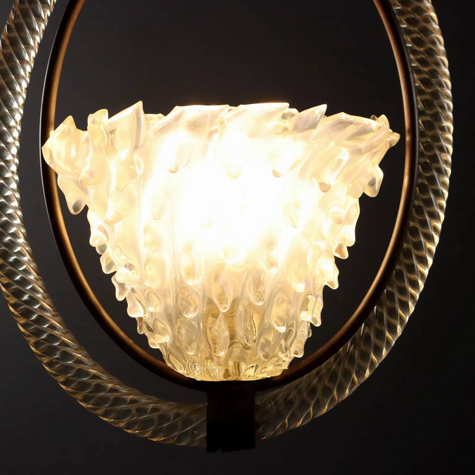 Lustre vintage design en verre de Murano, Italie, années 1940