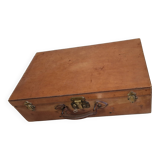 Antique leather and brass trunk/suitcase, high-end luggage circa 1930