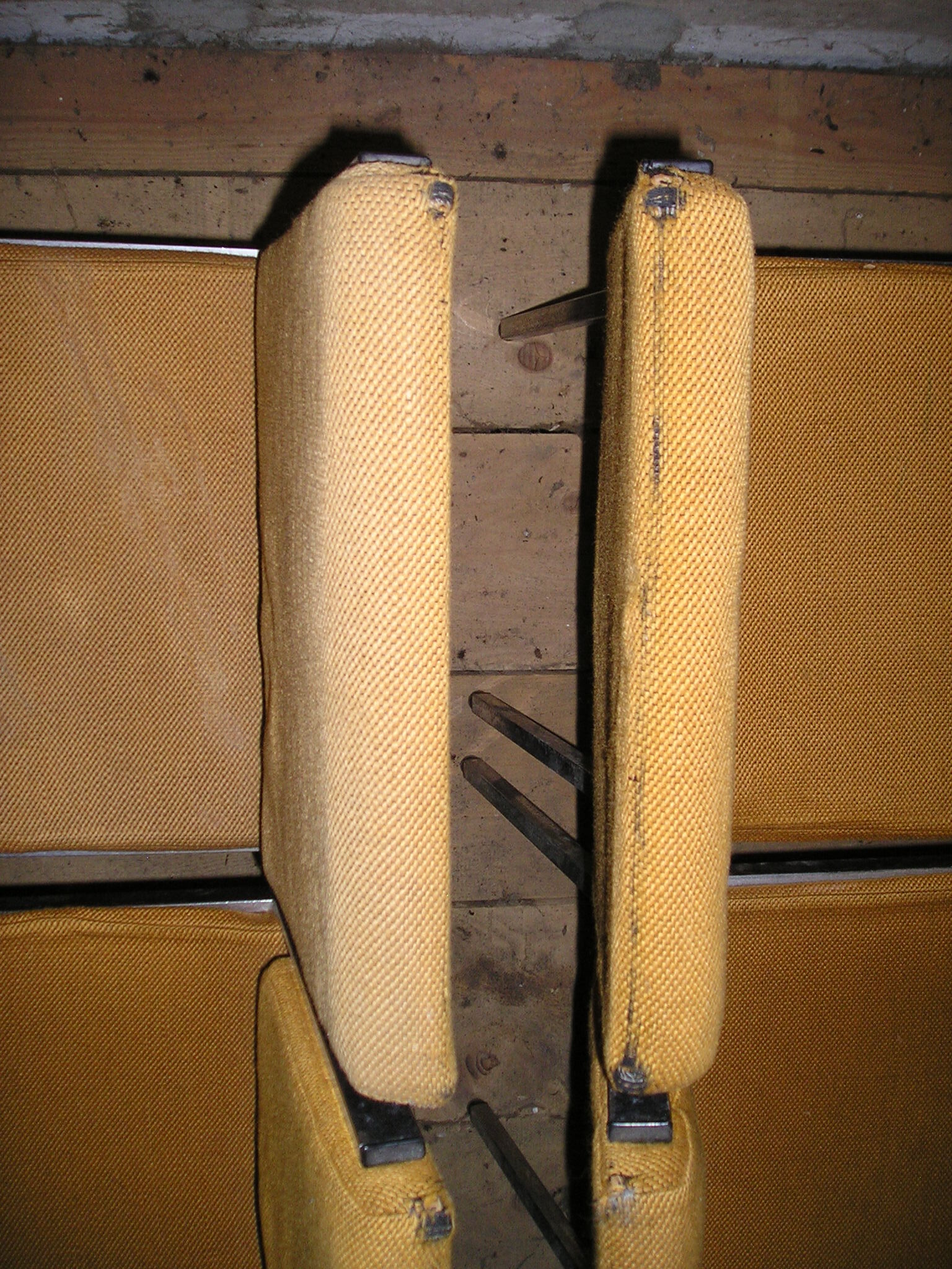 Set of 4 chrome metal chairs and 1970 fabric