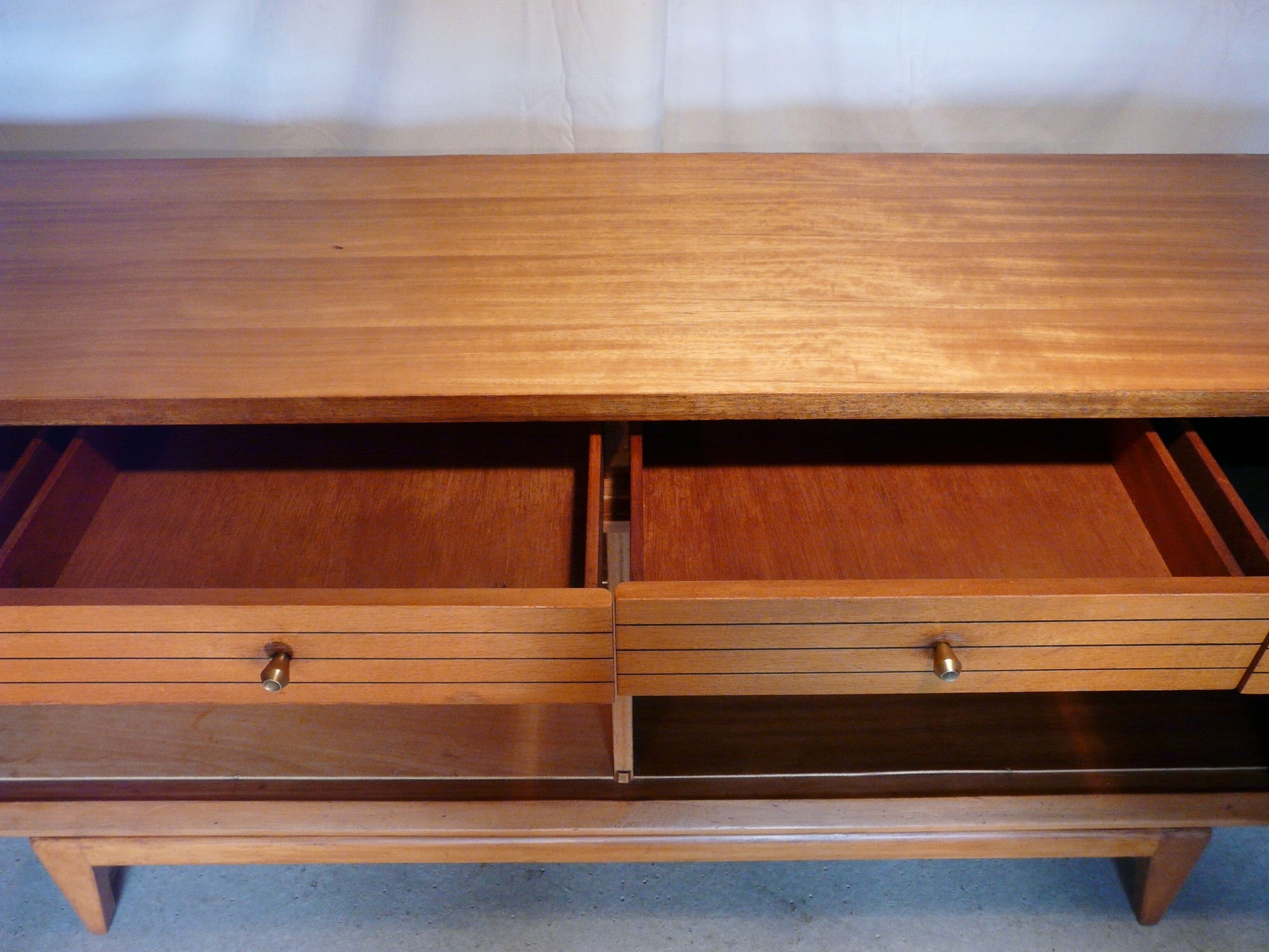 Scandinavian sideboard of blond wood and teak