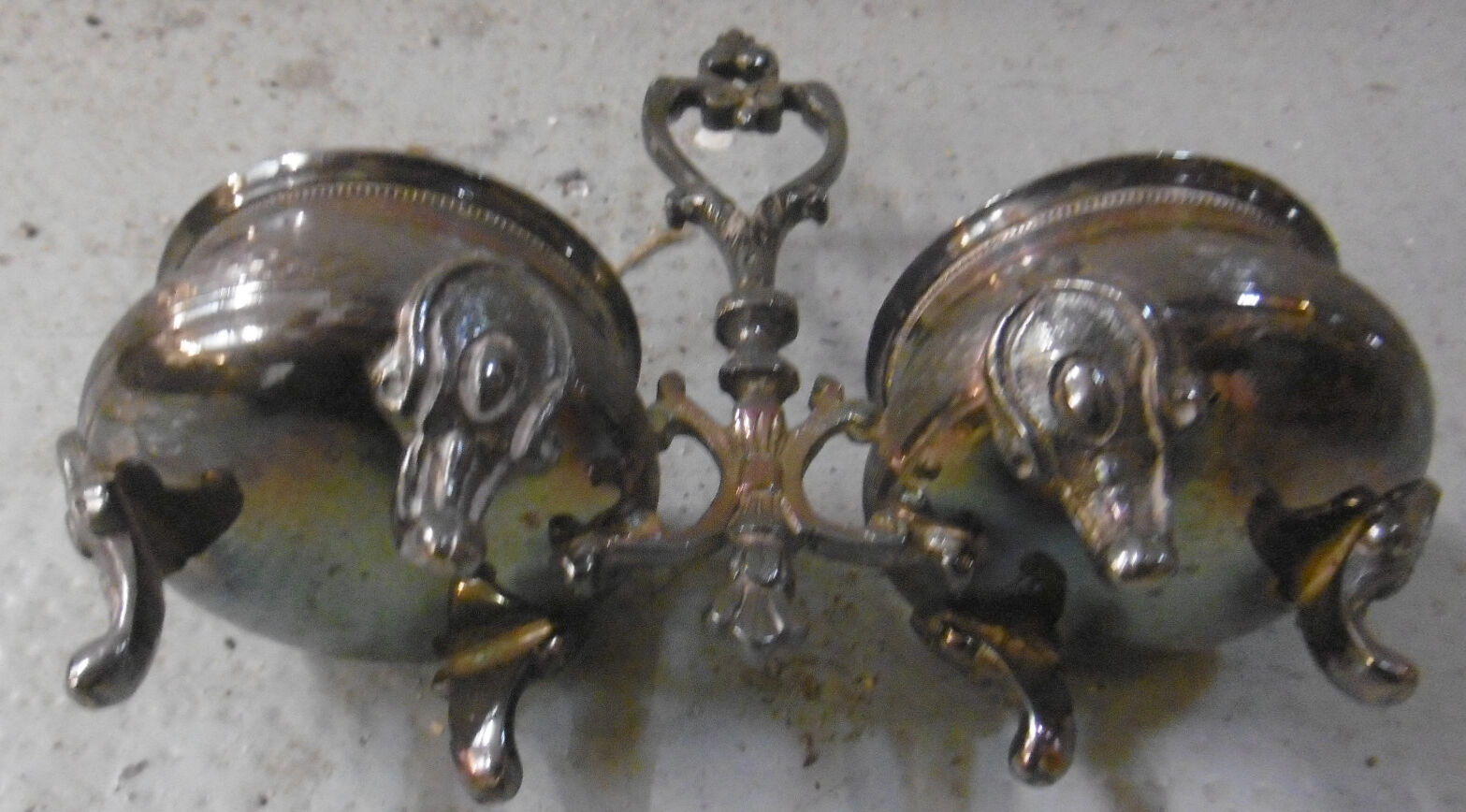 Silver metal table salters - boulenger paris hallmark