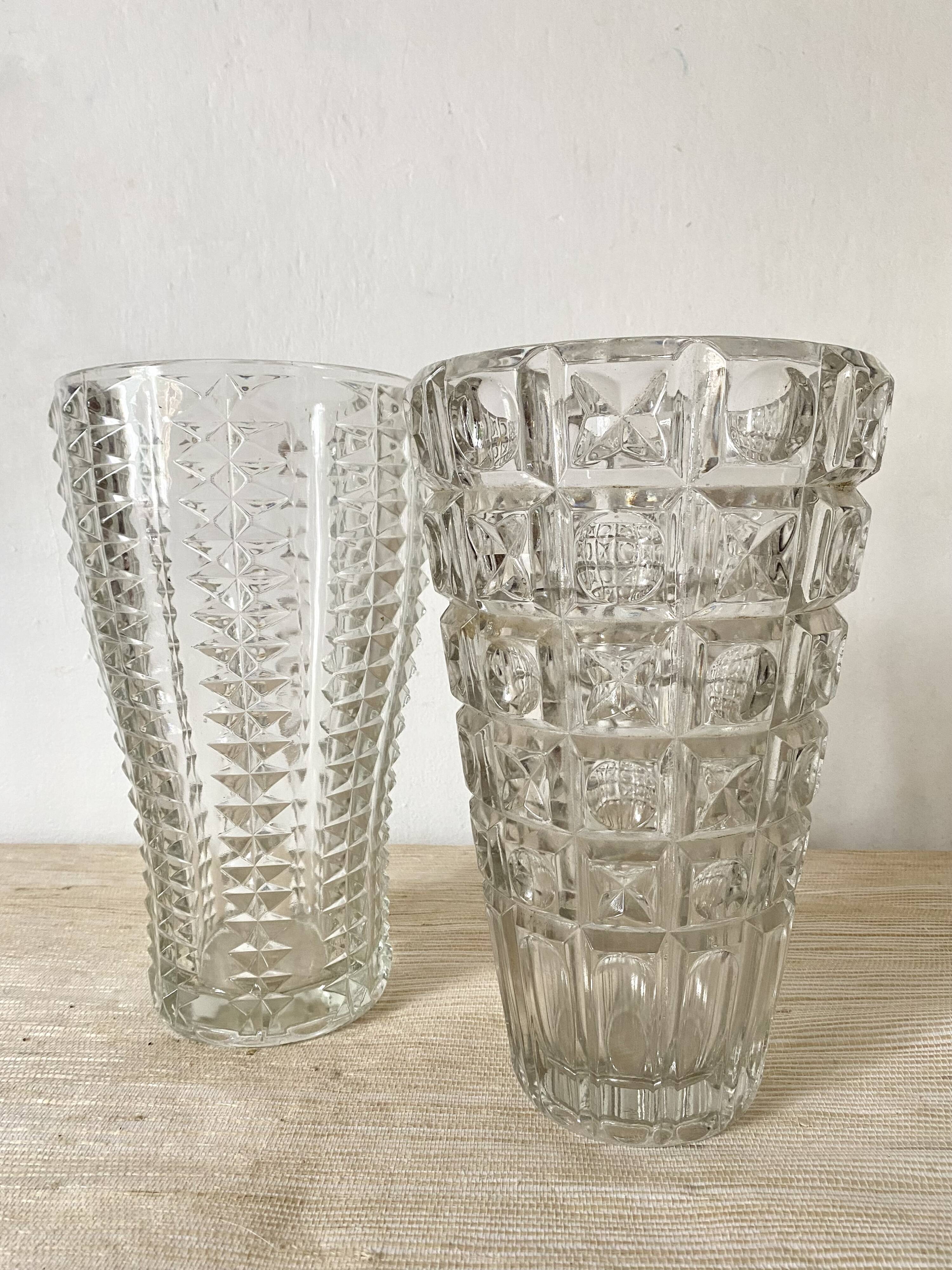 70s glass vase, 30 cm