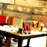 Indus mirror made of recycled solid exotic woods