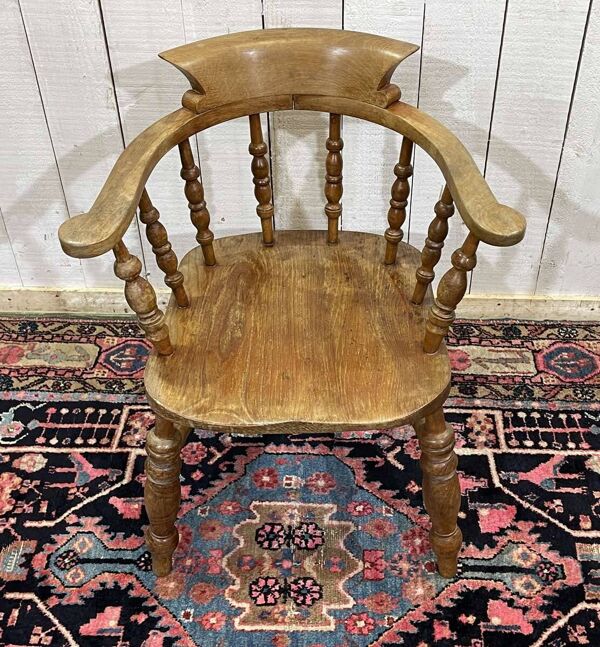 Fauteuil rustique anglais 19ème en orme et hêtre