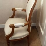 Pair of Louis XVI style medallion armchairs, late 19th / early 20th century.