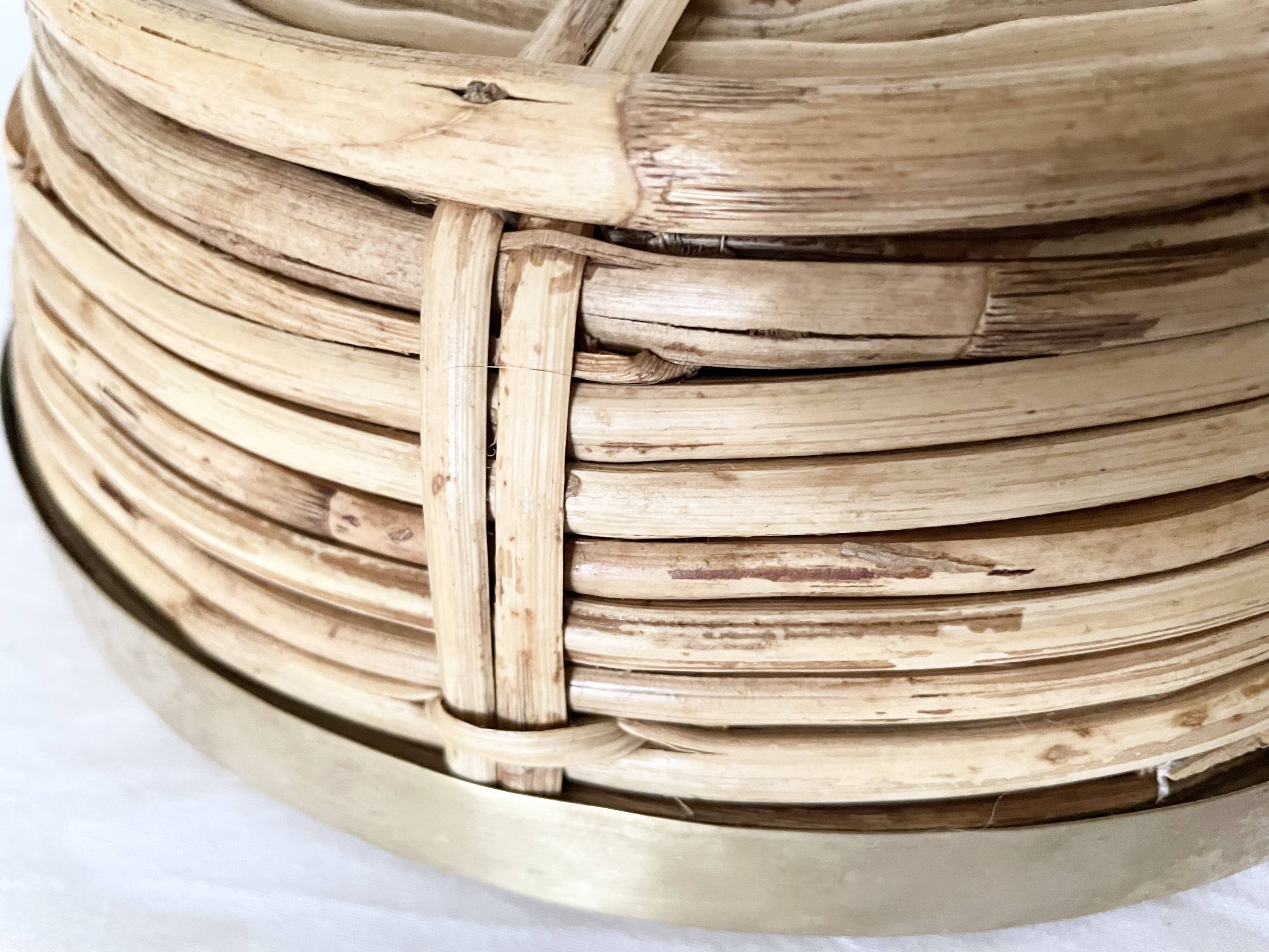 Rattan and gilded brass basket