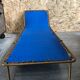 Old folding bed chantazur lafuma metal + fabric blue head adjustable vintage