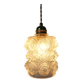 Suspension vintage scandinave en verre texturé — années 60-70