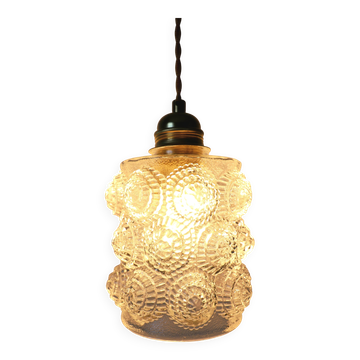 Vintage Scandinavian textured glass pendant — 1960s-70s