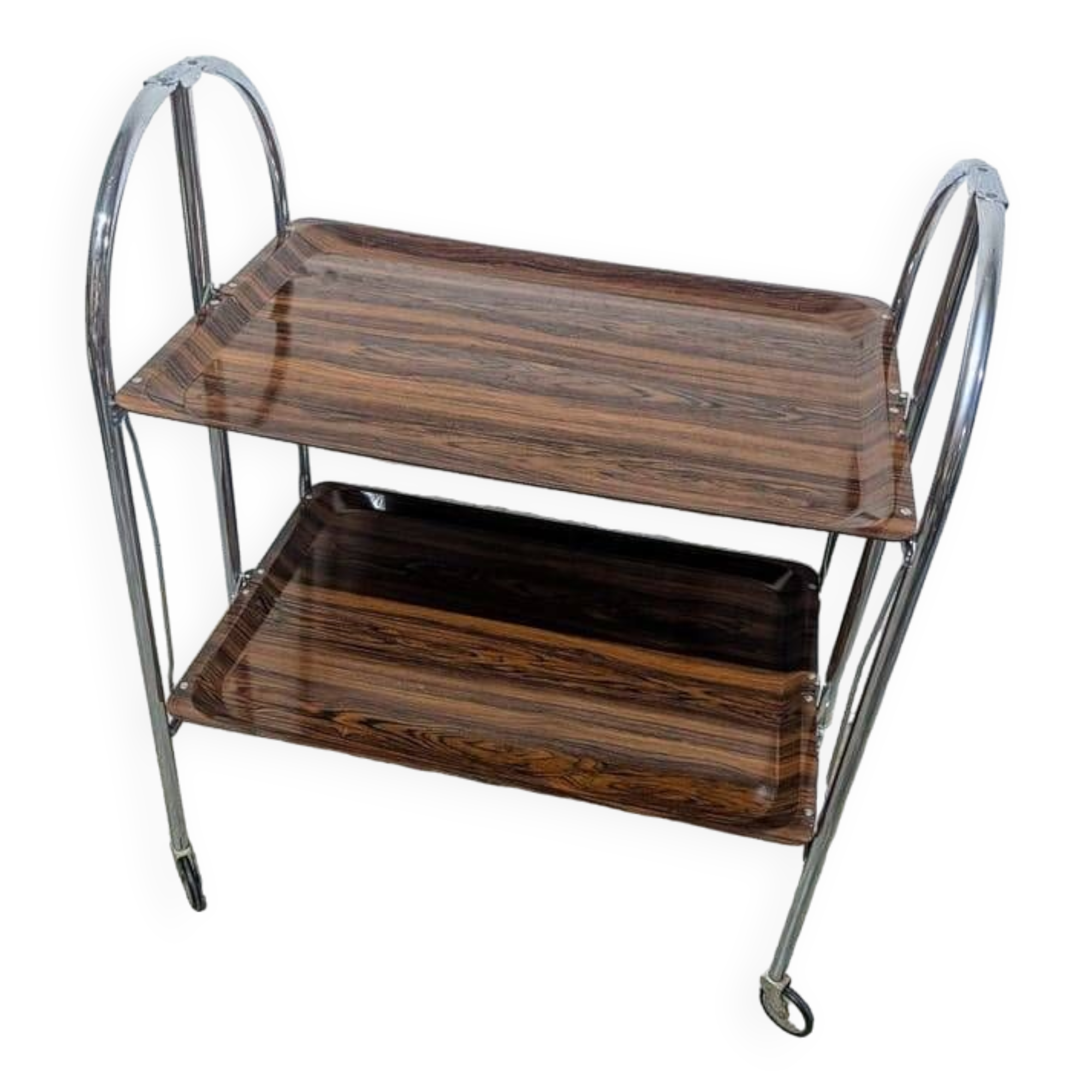 Desserte pliante vintage à roulettes