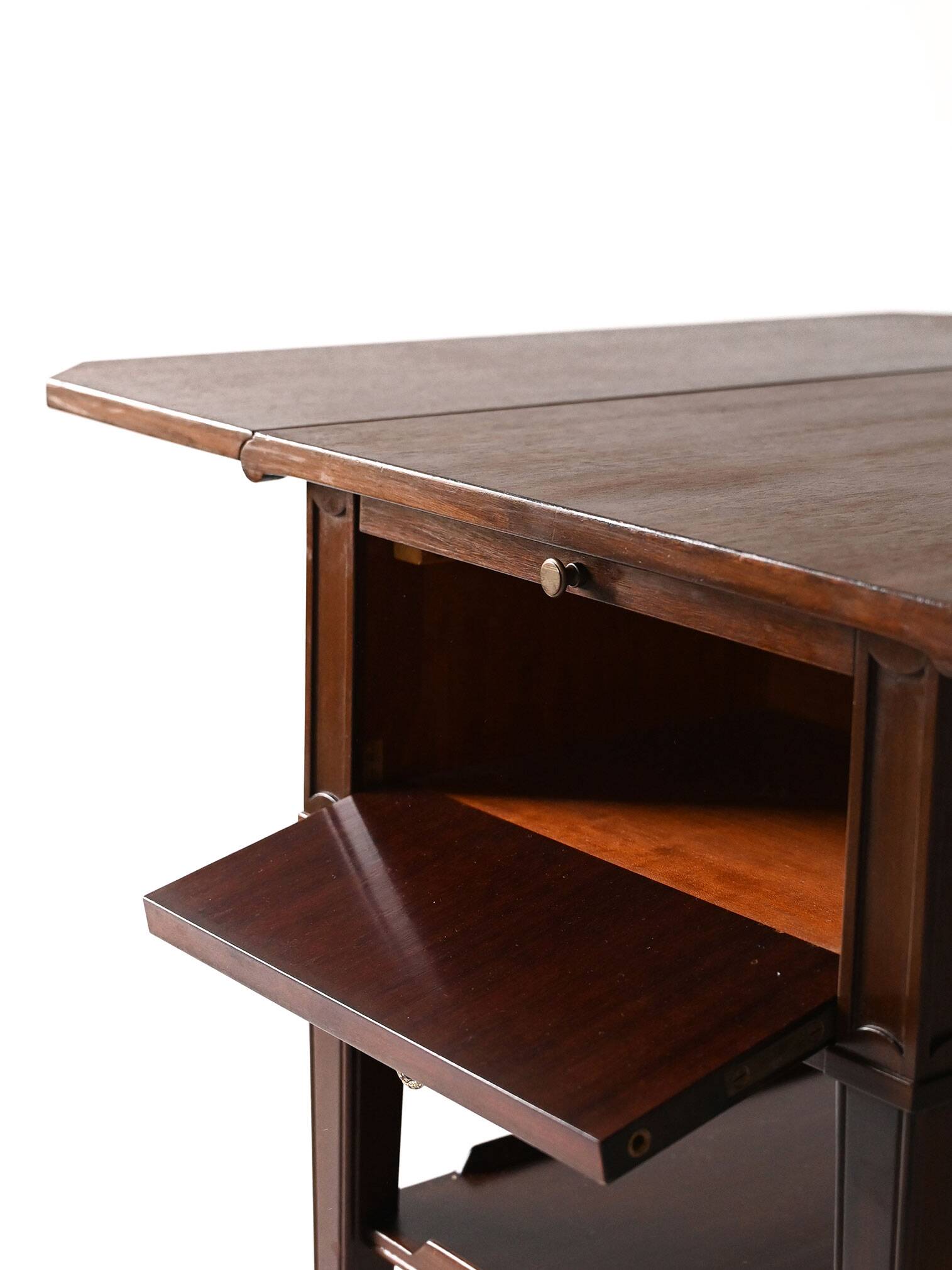 Vintage Scandinavian mahogany trolley 1940s with brass details