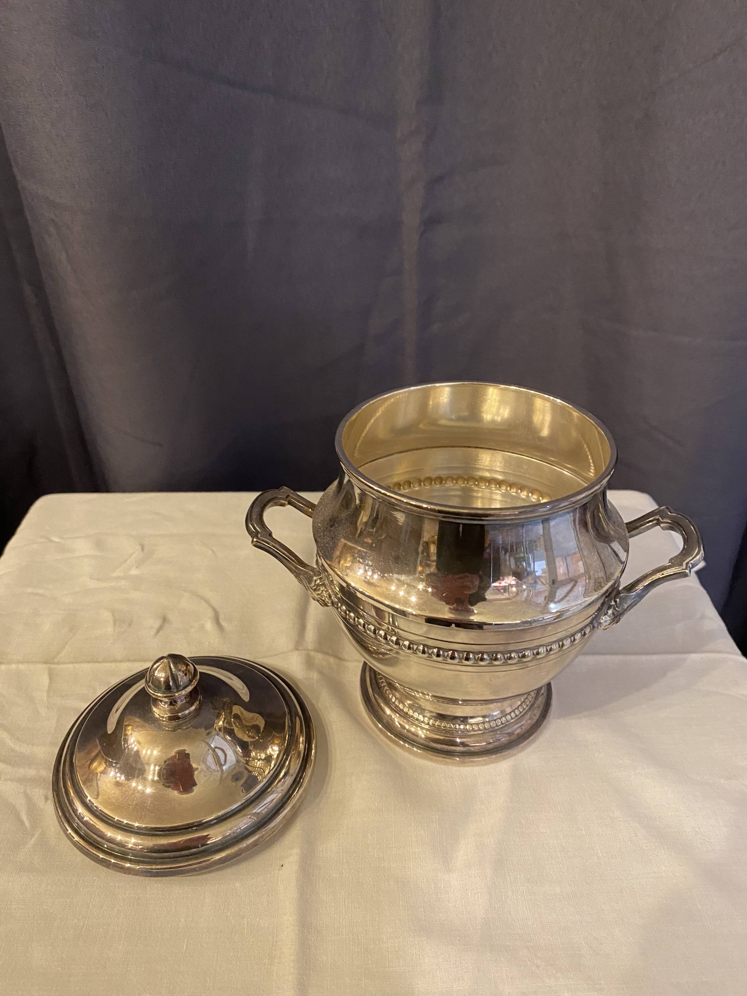 Antique 4-piece tea service silver metal louis xv style godron decor