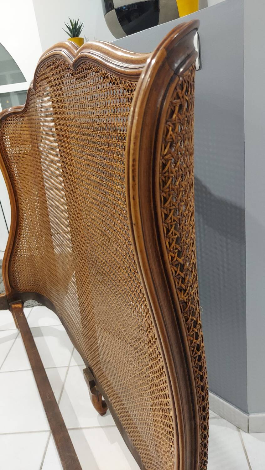 Louis XV style double cane basket bed, mid-20th century