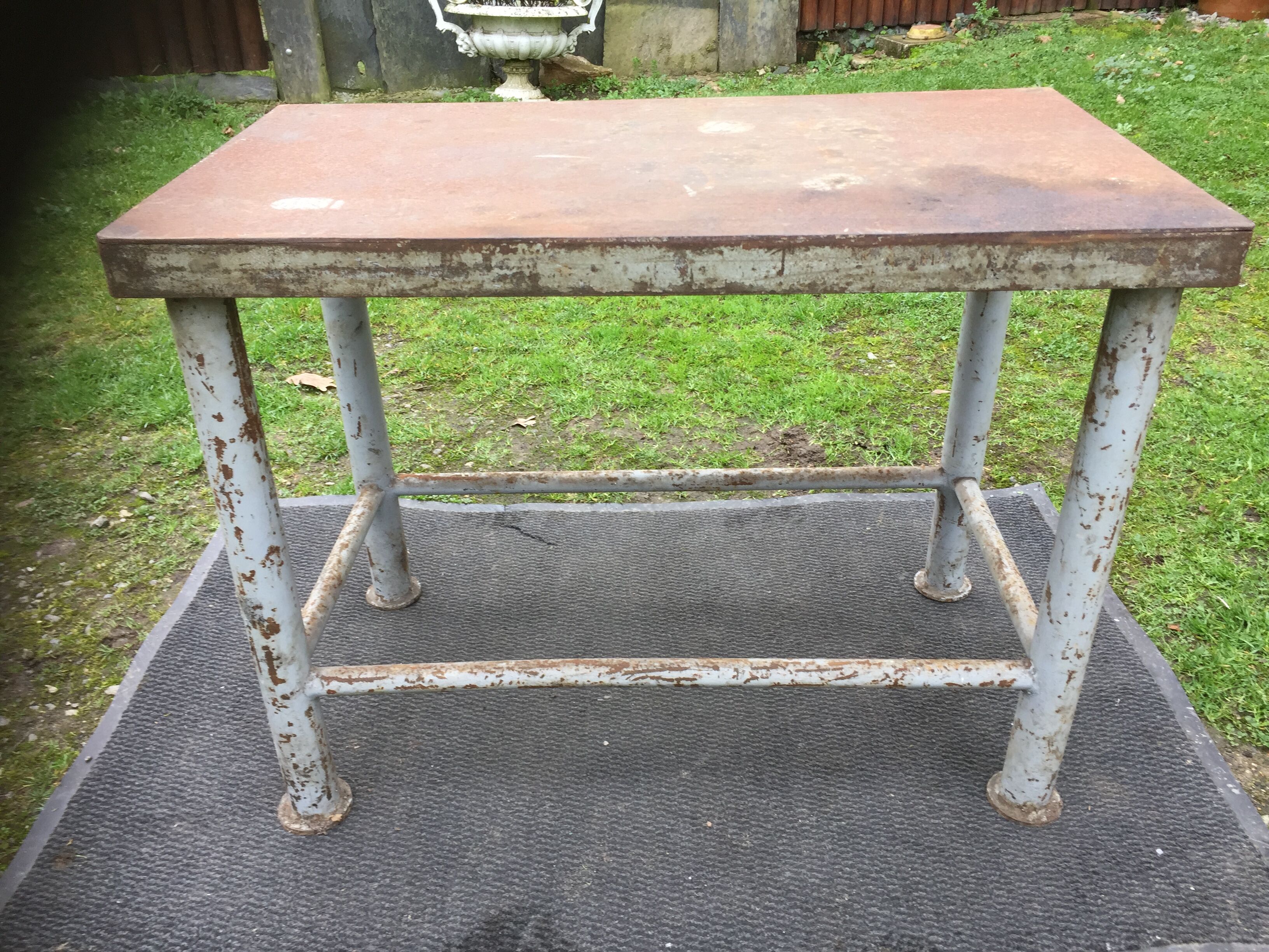 Vintage metal table from an industrial workshop for a makeover