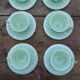 Set of 6 cups and saucers opaline green water