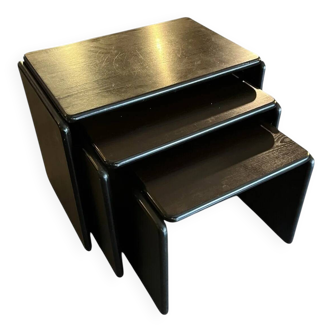Set of 3 ebonized Italian nesting tables